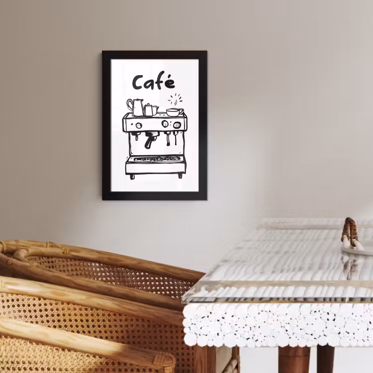 Bilder mit Rahmen - Illustration - Cafe - Kaffeemaschine - Tassen — 4