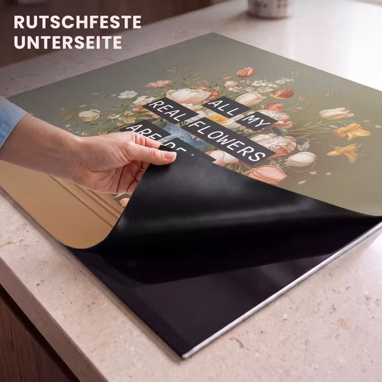 Herdabdeckplatte - Blume - Zitat - Vintage - Kunst — 6
