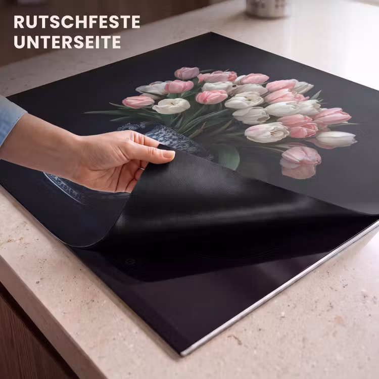 Herdabdeckplatte - Blumen - Rosa - Tulpen - Vase — 6