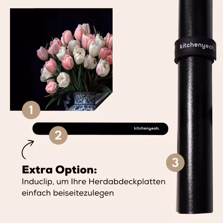 Herdabdeckplatte - Blumen - Rosa - Tulpen - Vase — 8