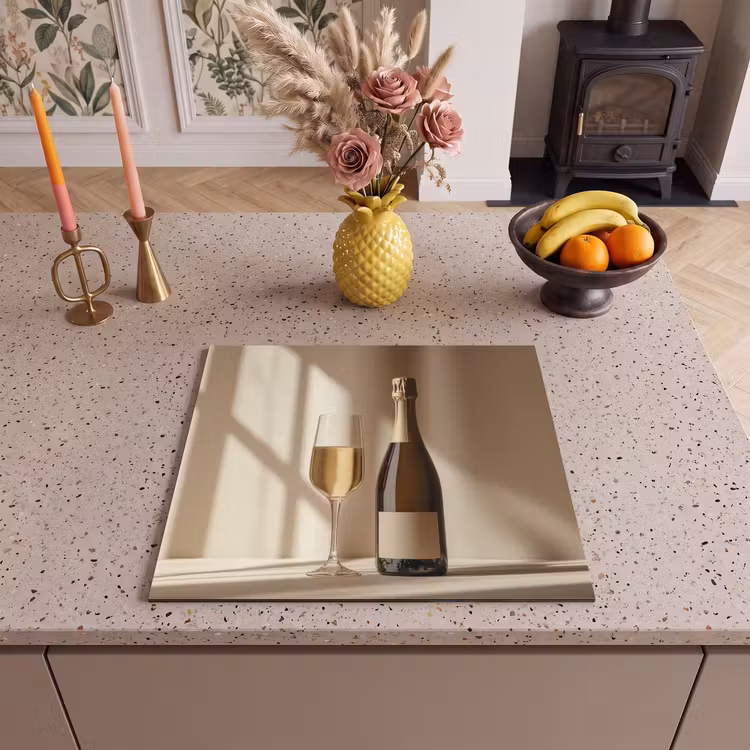 Herdabdeckplatte - Champagner - Beige - Schatten - Blasen — 3