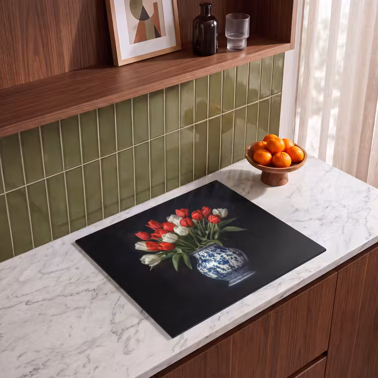 Herdabdeckplatte - Rot - Blumen - Tulpen - Vase — 4