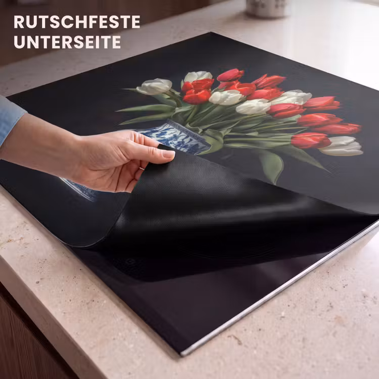 Herdabdeckplatte - Rot - Blumen - Tulpen - Vase — 6