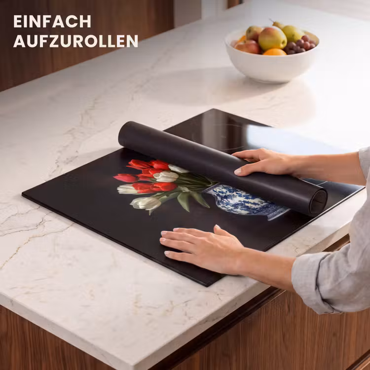 Herdabdeckplatte - Rot - Blumen - Tulpen - Vase — 7