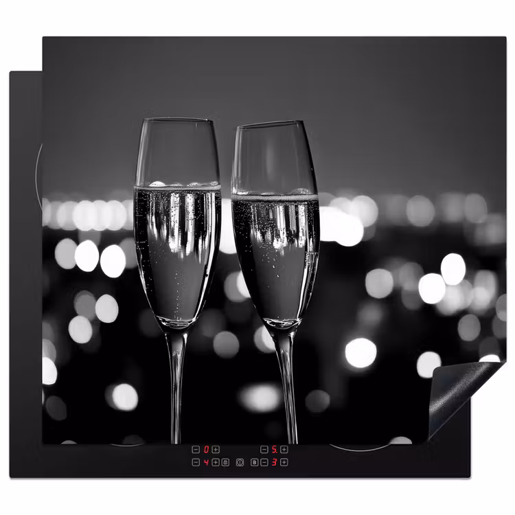 Herdabdeckplatte - Seifenblasen - Prost - Champagnergläser - Lichter der Stadt — 1