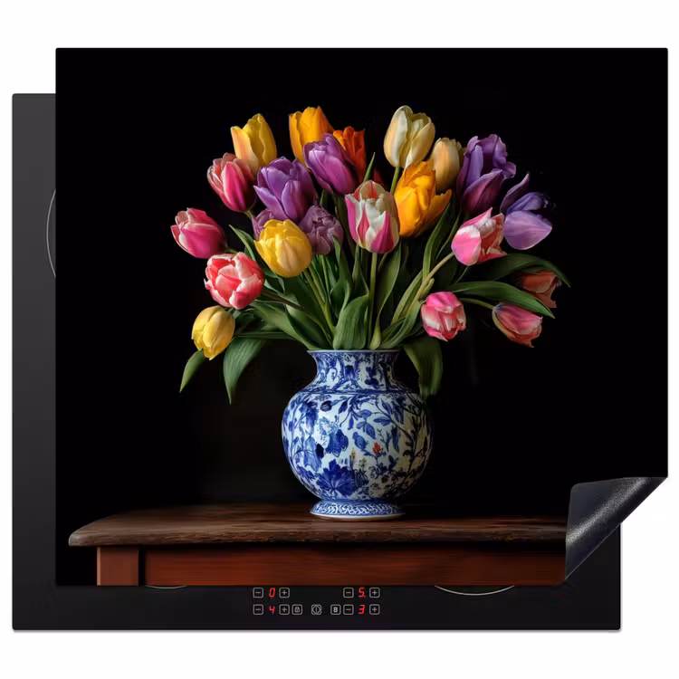 Herdabdeckplatte - Tulpen - Farben - Vase — 1