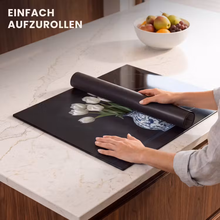 Herdabdeckplatte - Weiß - Blumen - Tulpen - Vase — 7