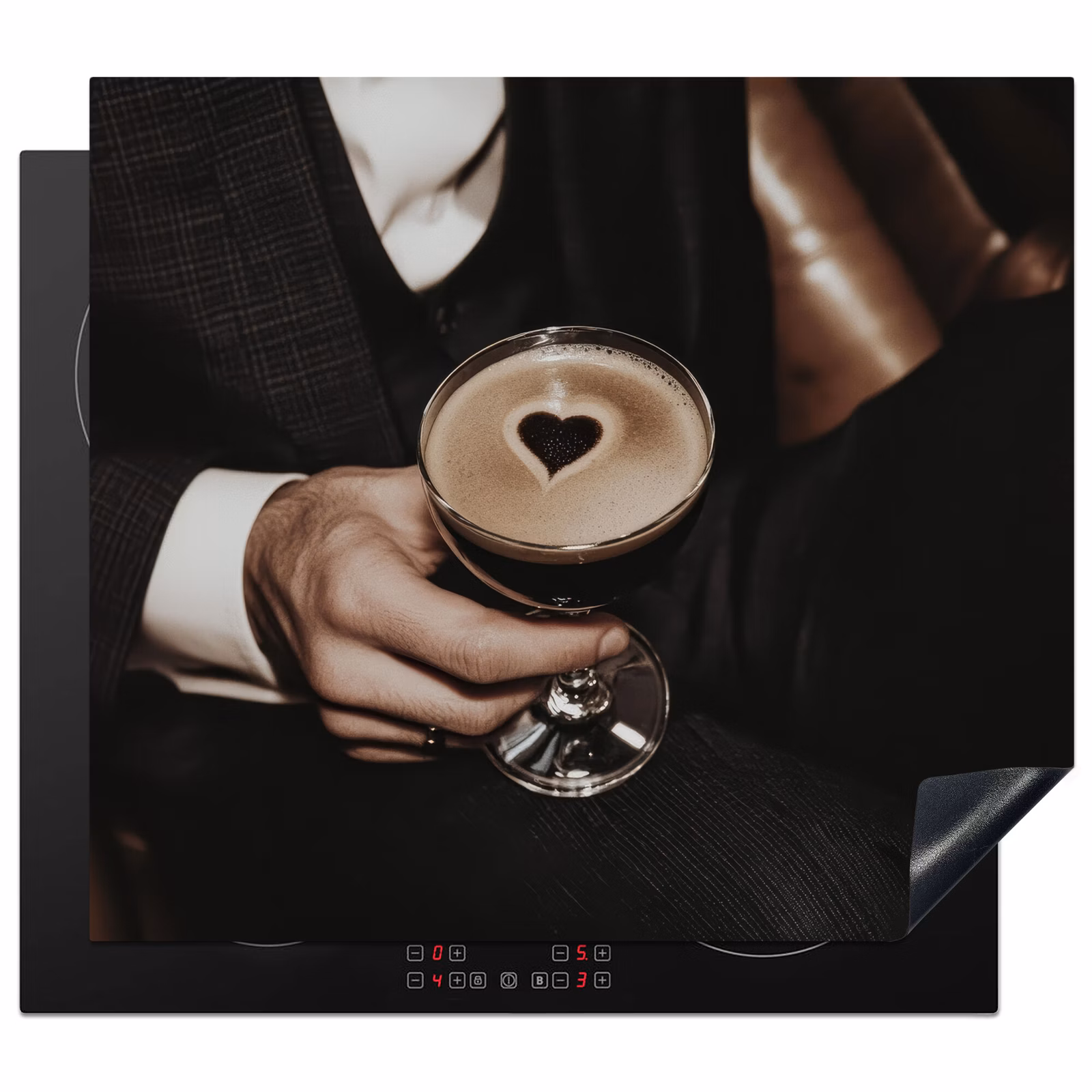 Herdabdeckplatte - Herz - Cocktail - Espresso Martini - Hand — 1