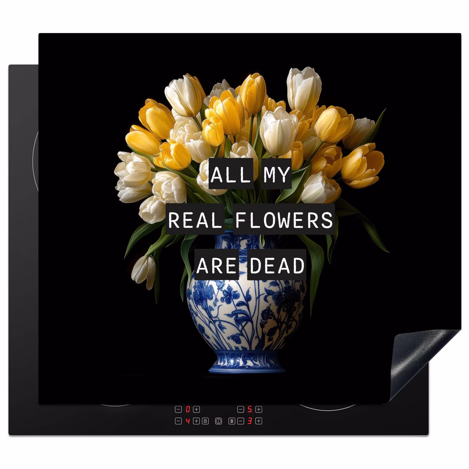 Herdabdeckplatte - Zitate - Blume - Tulpe - Gelb — 1