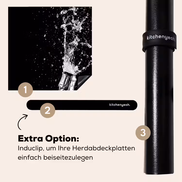 Herdabdeckplatte - Champagner - Schwarz - Spritzer - Popping — 8
