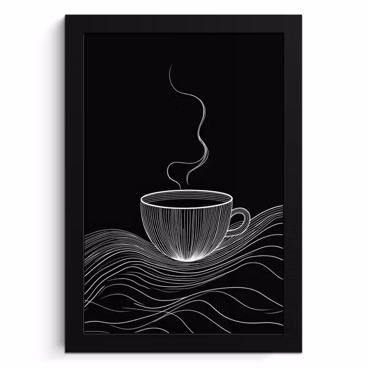 Bilder mit Rahmen - Strichzeichnung - Kaffeetasse - Schwarz — 1