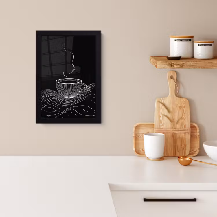 Bilder mit Rahmen - Strichzeichnung - Kaffeetasse - Schwarz — 2