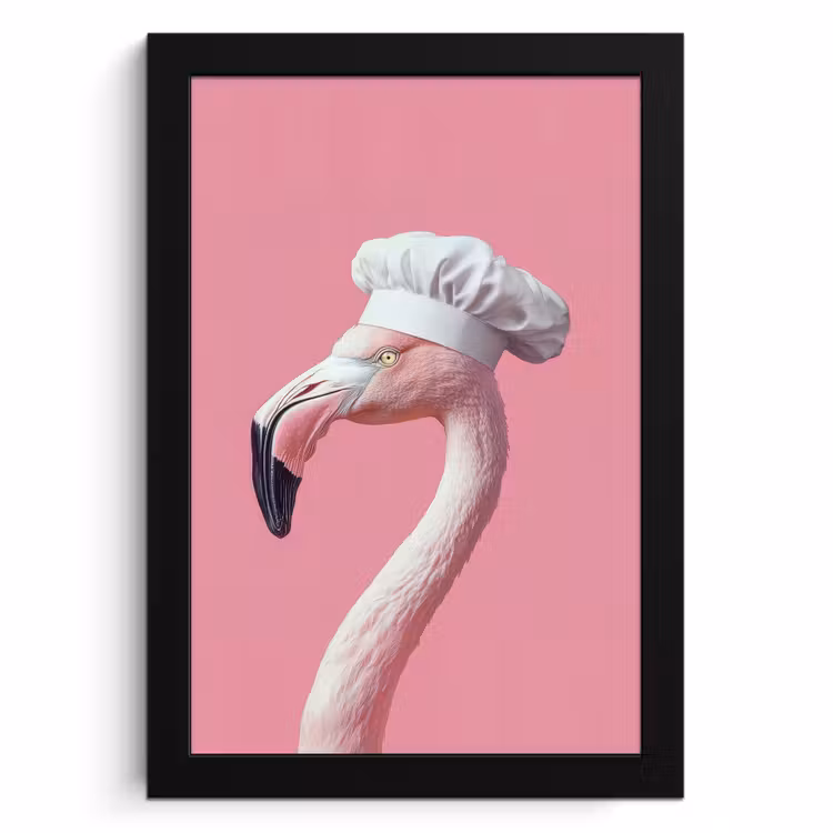 Bilder mit Rahmen - Flamingo - Rosa - Kochmütze - Vogel — 1