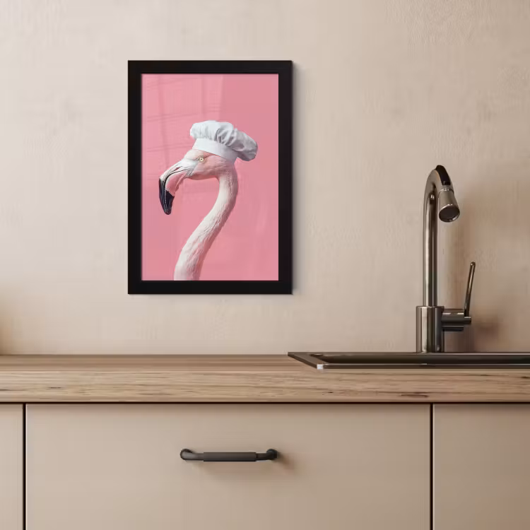 Bilder mit Rahmen - Flamingo - Rosa - Kochmütze - Vogel — 2