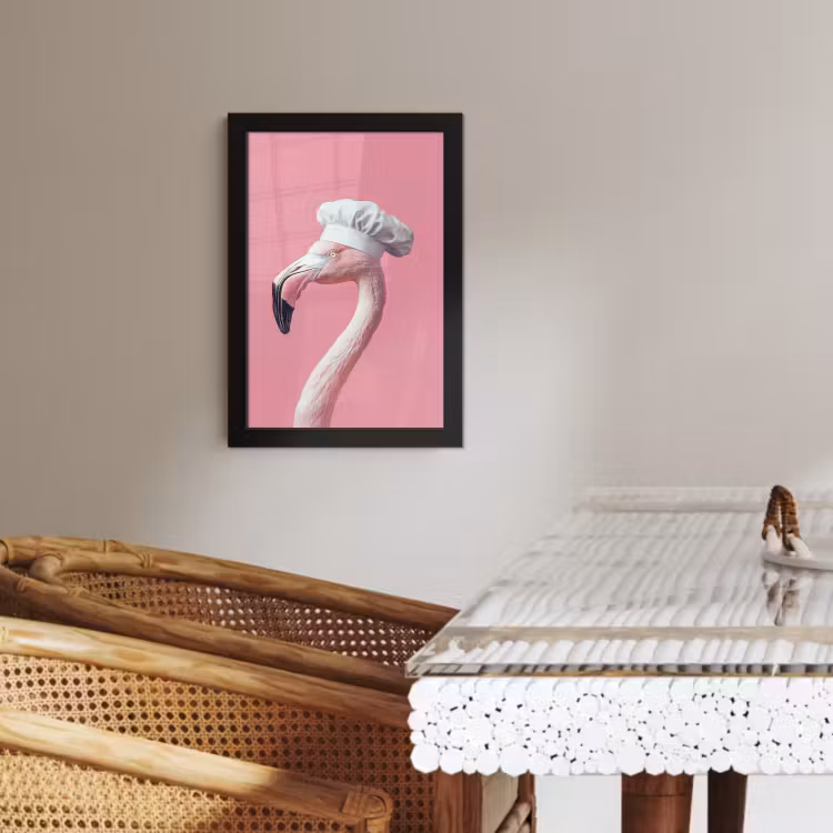 Bilder mit Rahmen - Flamingo - Rosa - Kochmütze - Vogel — 4