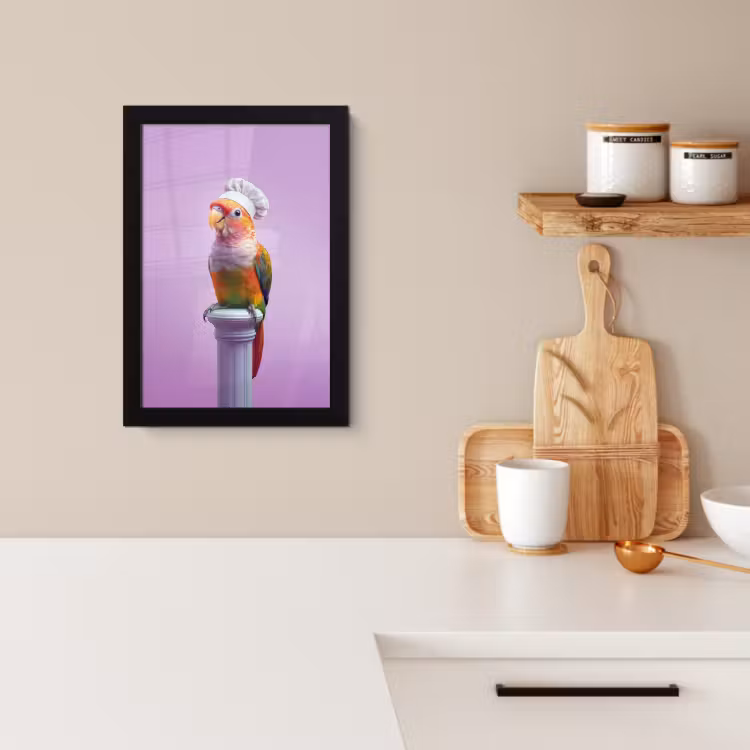 Bilder mit Rahmen - Papagei - Kochmütze - Säule - Vogel — 2