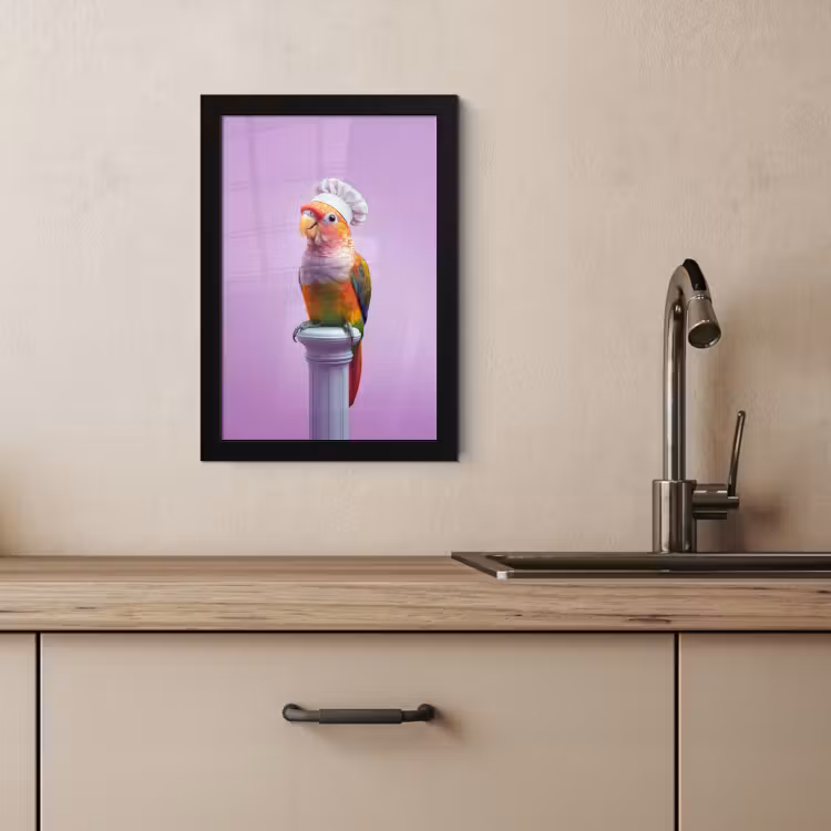Bilder mit Rahmen - Papagei - Kochmütze - Säule - Vogel — 4