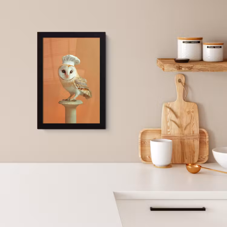 Bilder mit Rahmen - Schleiereule - Kochmütze - Orange - Vogel — 2