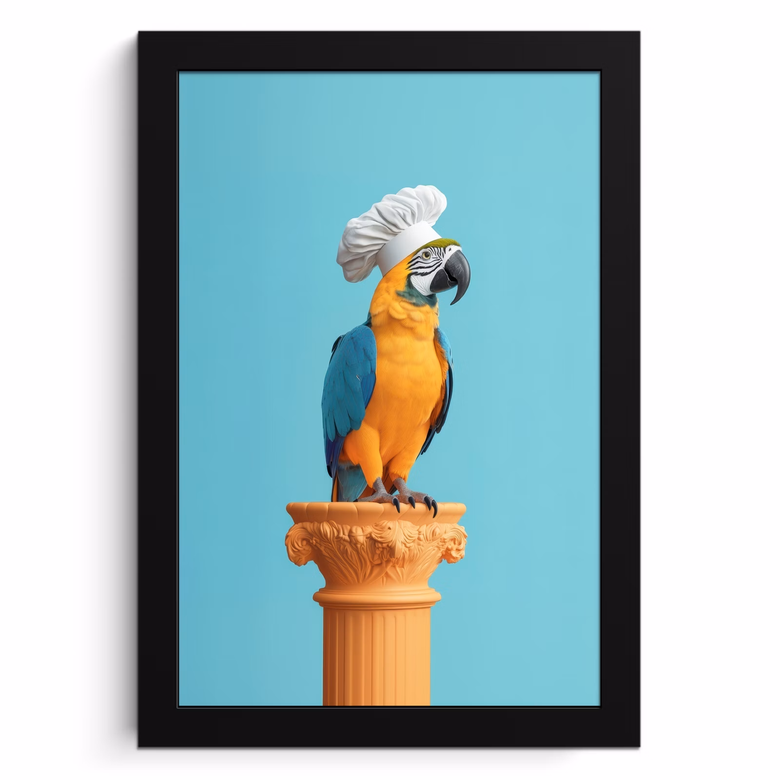 Bilder mit Rahmen - Papagei - Kochmütze - Lustig - Vogel — 1