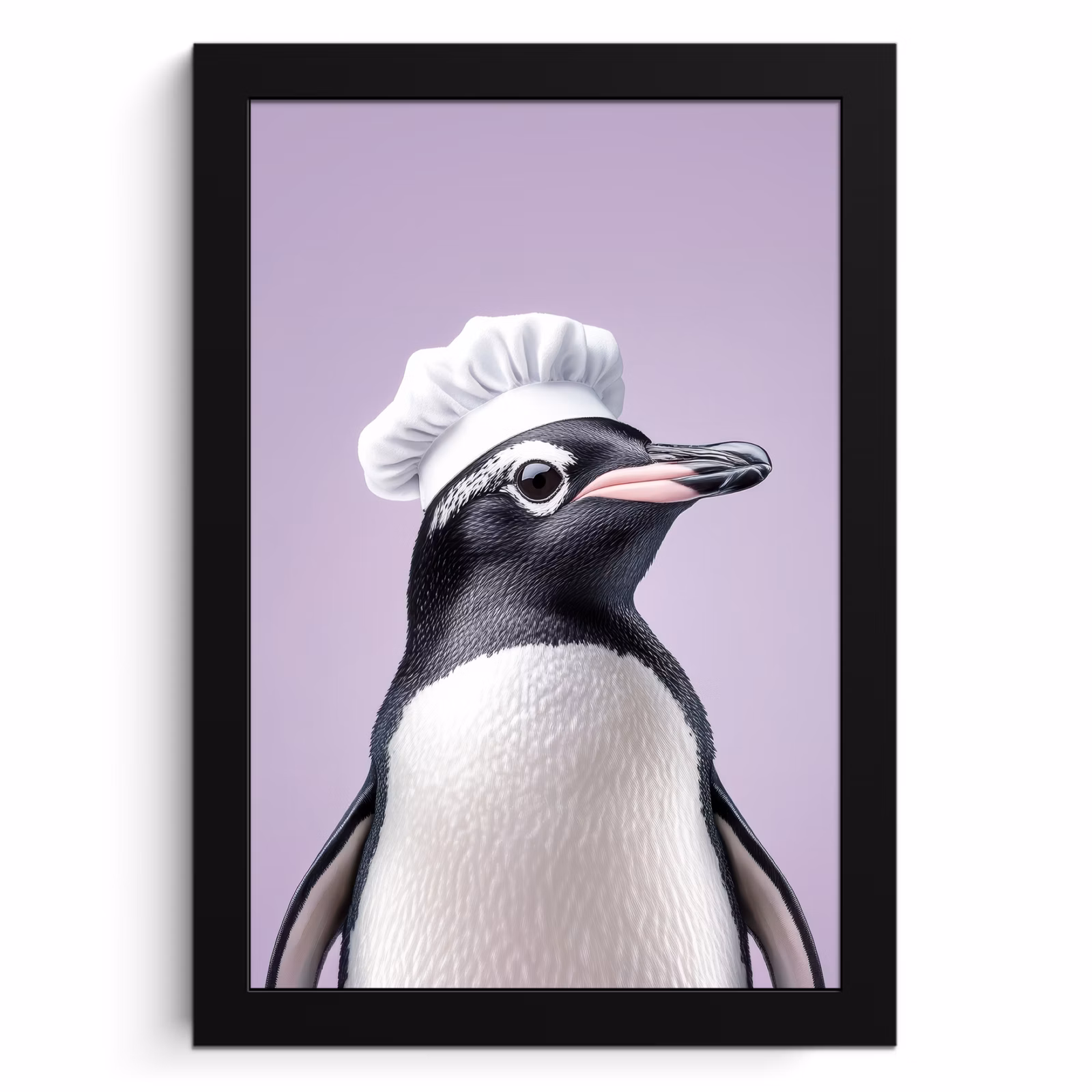 Bilder mit Rahmen - Pinguin - Kochmütze - Lieb - Lila — 1