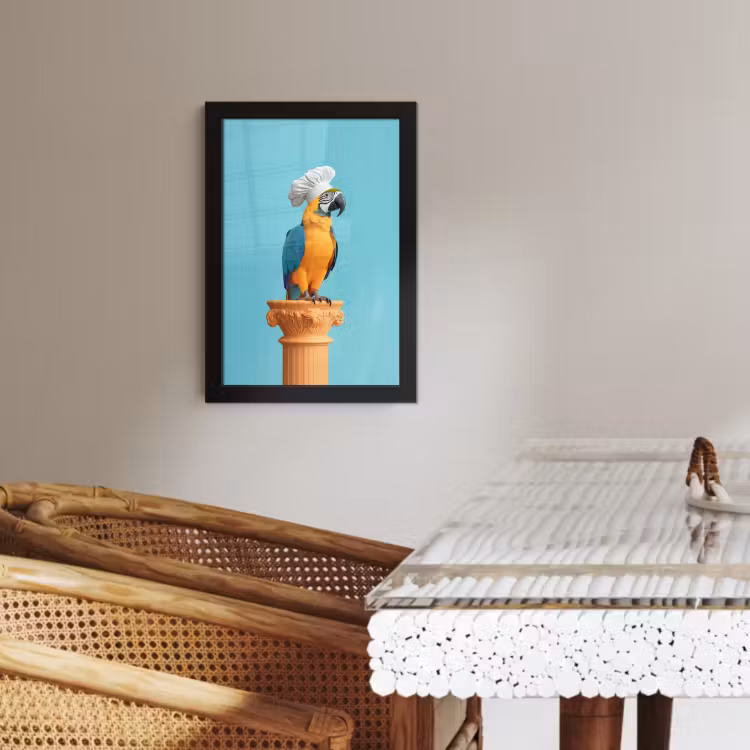 Bilder mit Rahmen - Papagei - Kochmütze - Lustig - Vogel — 4