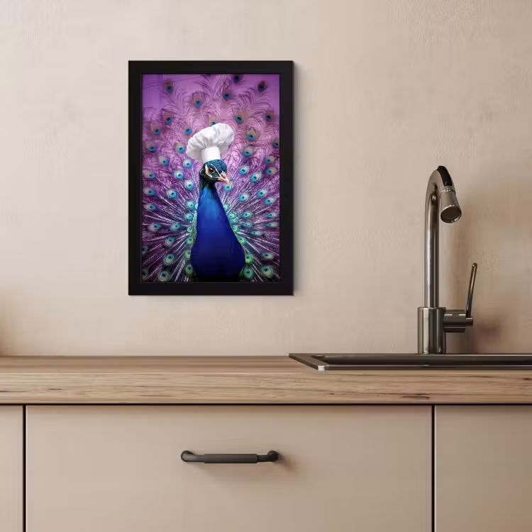 Bilder mit Rahmen - Pfau - Kochmütze - Cool - Lila — 4