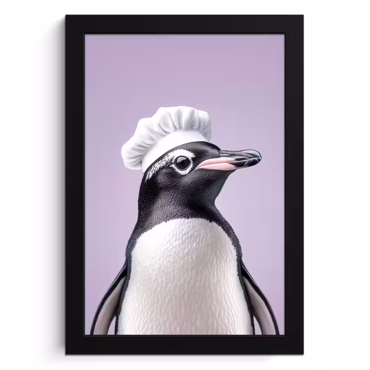 Bilder mit Rahmen - Pinguin - Kochmütze - Lieb - Lila — 1