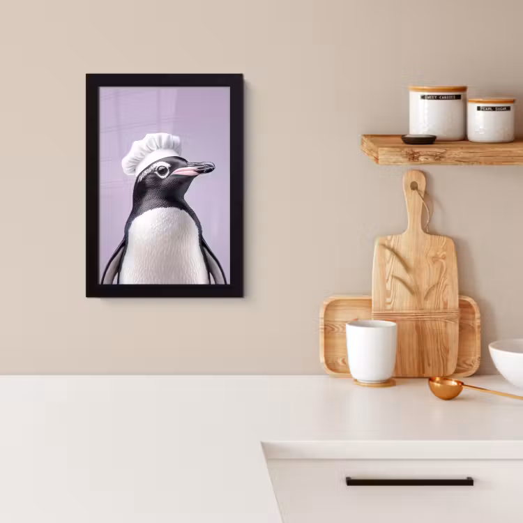 Bilder mit Rahmen - Pinguin - Kochmütze - Lieb - Lila — 3