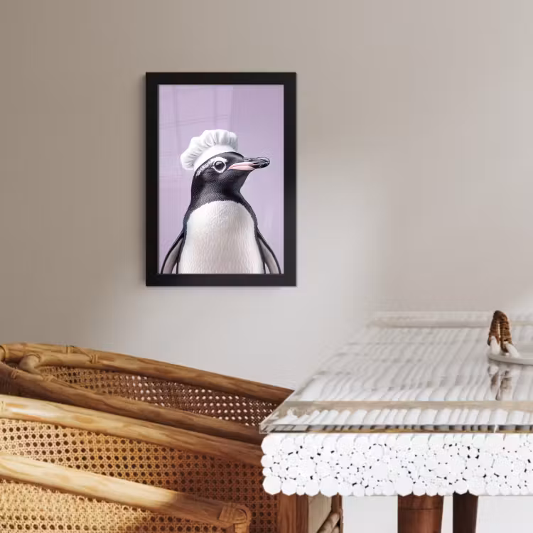 Bilder mit Rahmen - Pinguin - Kochmütze - Lieb - Lila — 4