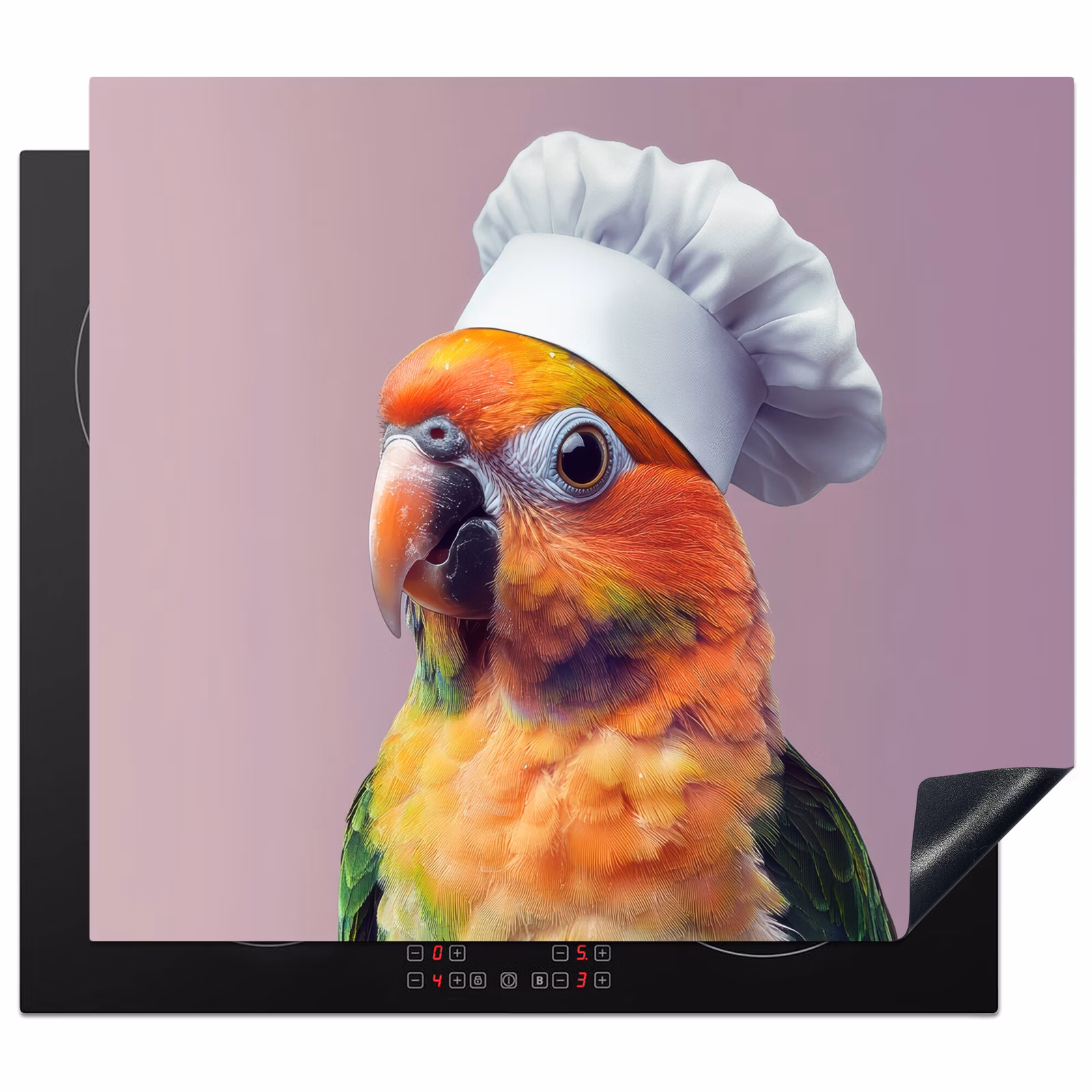 Herdabdeckplatte - Papagei - Kochmütze - Neugierig - Vogel — 1