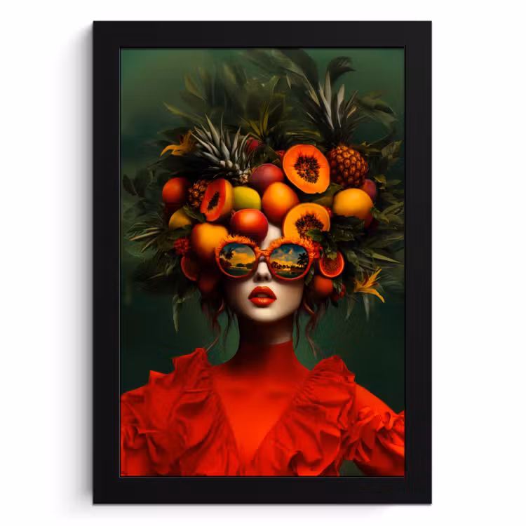 Bilder mit Rahmen - Frau - Früchte - Papaya - Ananas — 1