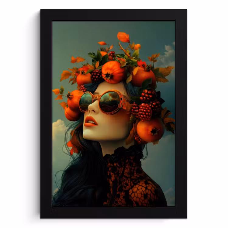 Bilder mit Rahmen - Frau - Granatapfel - Herbst - Sonnenbrille — 1