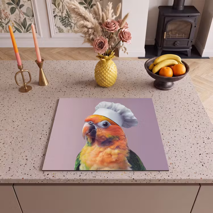 Herdabdeckplatte - Papagei - Kochmütze - Neugierig - Vogel — 3