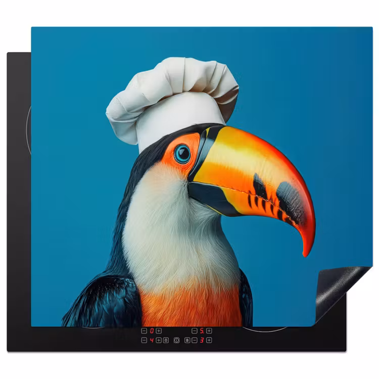 Herdabdeckplatte - Tukan - Papagei - Vogel - Kochmütze — 1