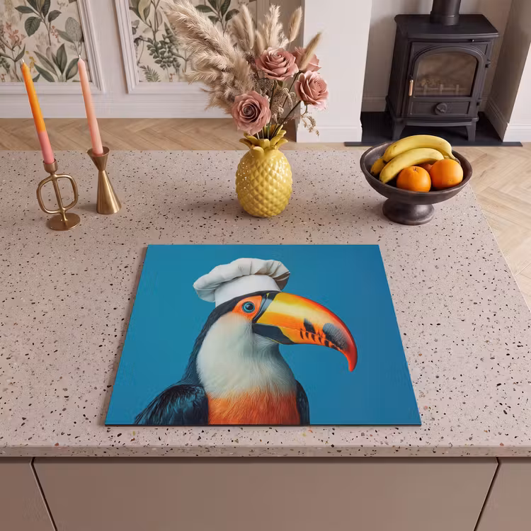Herdabdeckplatte - Tukan - Papagei - Vogel - Kochmütze — 3