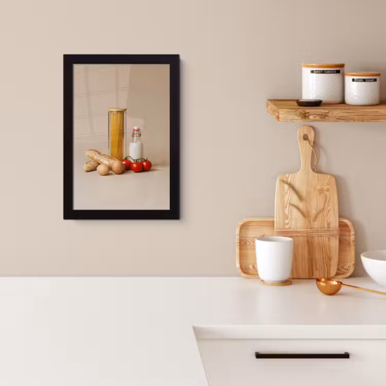 Bilder mit Rahmen - Spaghetti - Milch - Tomaten - Eier - Brot — 2