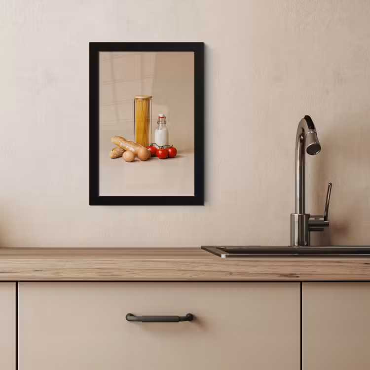 Bilder mit Rahmen - Spaghetti - Milch - Tomaten - Eier - Brot — 3