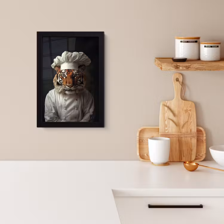 Bilder mit Rahmen - Tiger - Kochbekleidung - Braun — 2