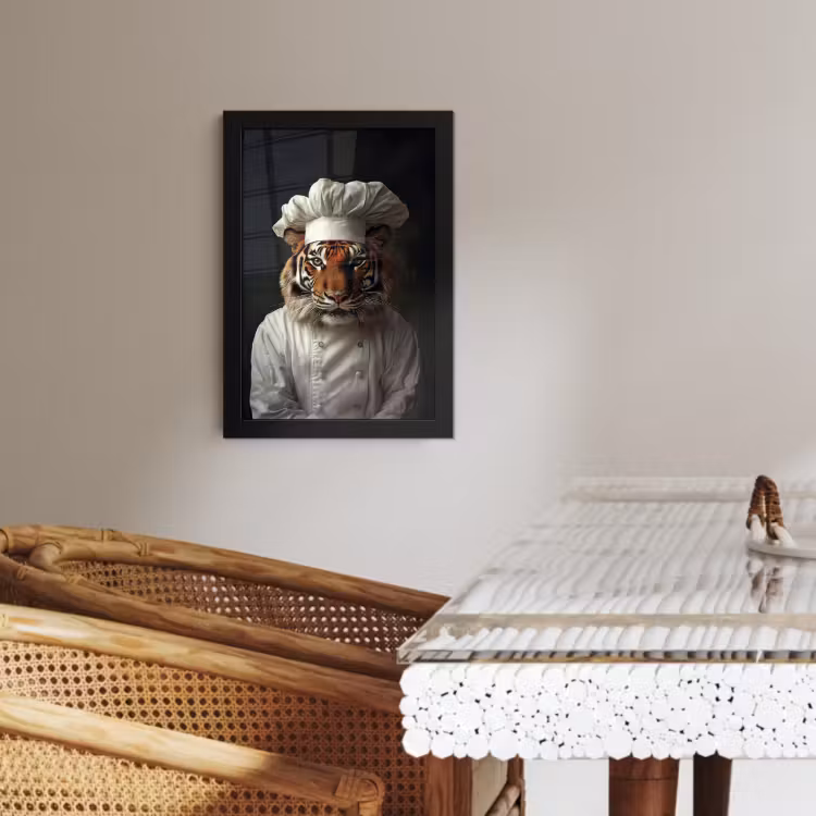 Bilder mit Rahmen - Tiger - Kochbekleidung - Braun — 3