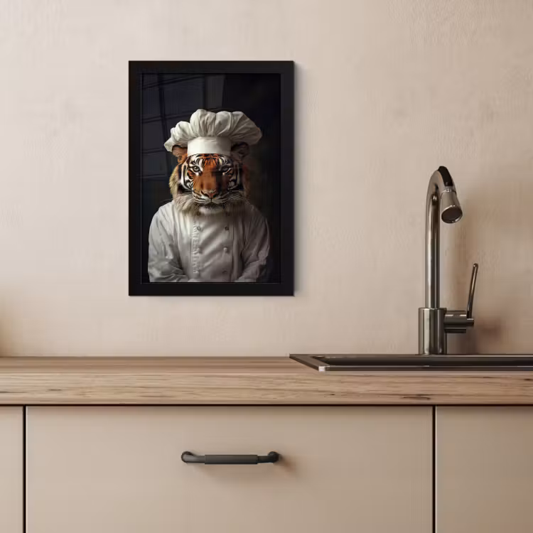 Bilder mit Rahmen - Tiger - Kochbekleidung - Braun — 4
