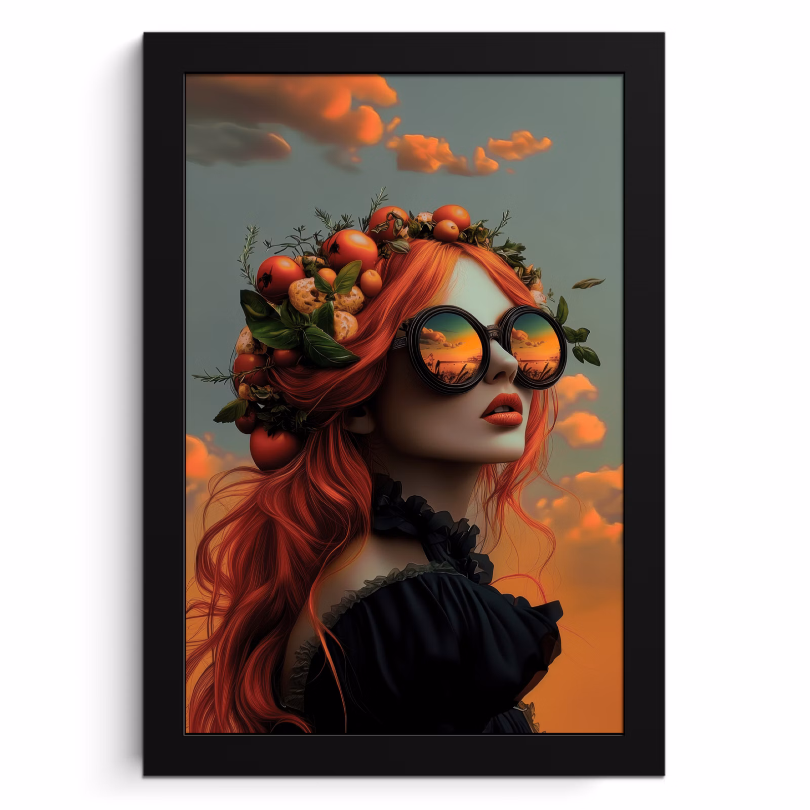 Bilder mit Rahmen - Frau - Krone - Tomate - Bascilicum - Sonnenbrille — 1