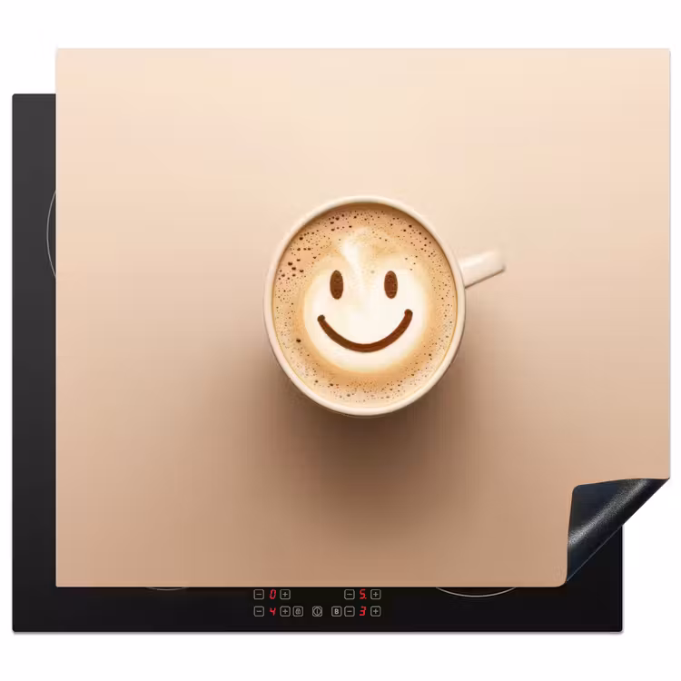 Herdabdeckplatte - Kaffee - Milchschaum - Lächeln - Beige — 1