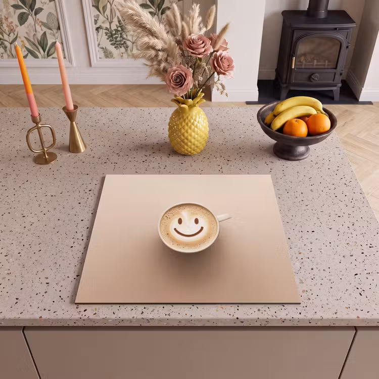 Herdabdeckplatte - Kaffee - Milchschaum - Lächeln - Beige — 3