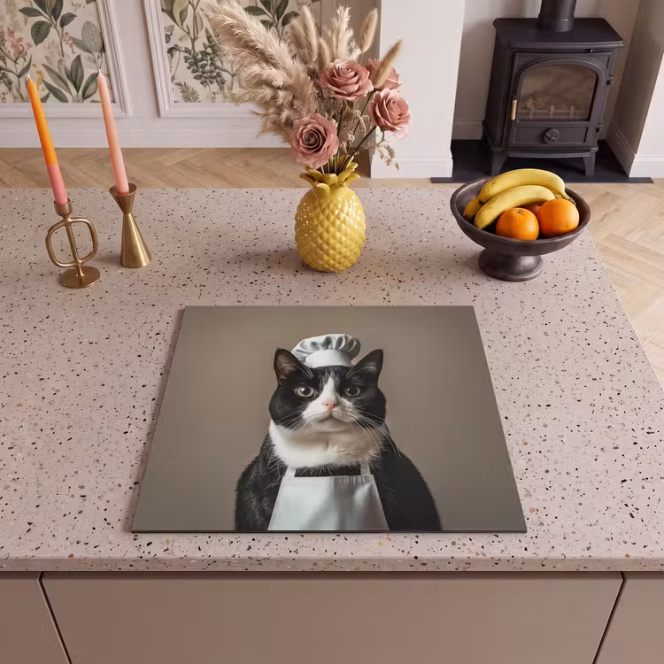 Herdabdeckplatte - Katze - Kochkleidung - Schwarz - Weiß — 3