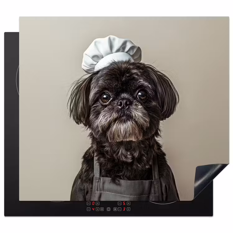 Herdabdeckplatte - Kochkleidung - Schwarz - Hund — 1