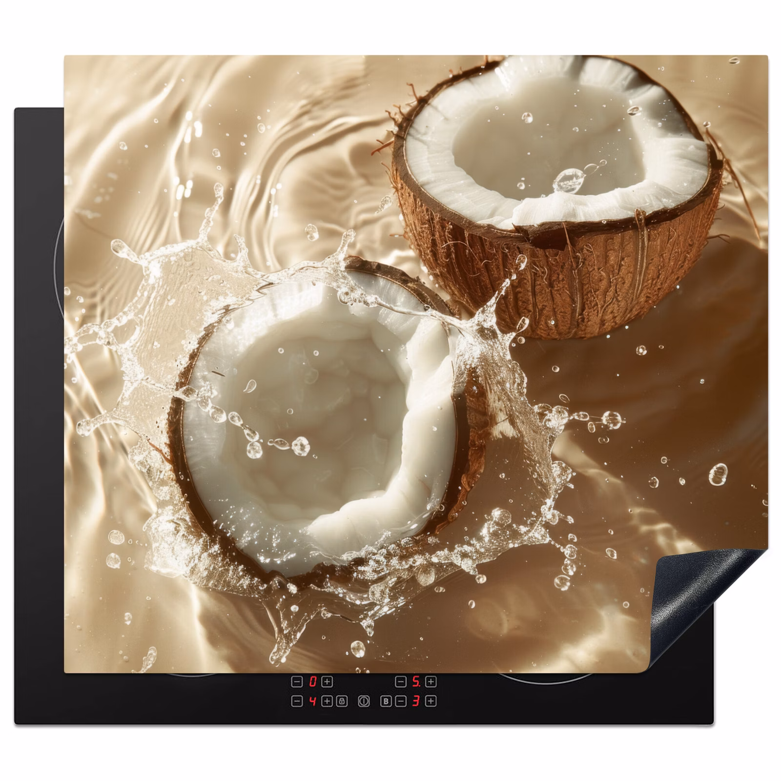 Herdabdeckplatte - Kokosnuss - Wasser - Beige - Spritzer — 1