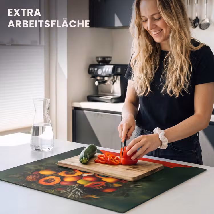 Herdabdeckplatte - Frau - Früchte - Papaya - Ananas — 5
