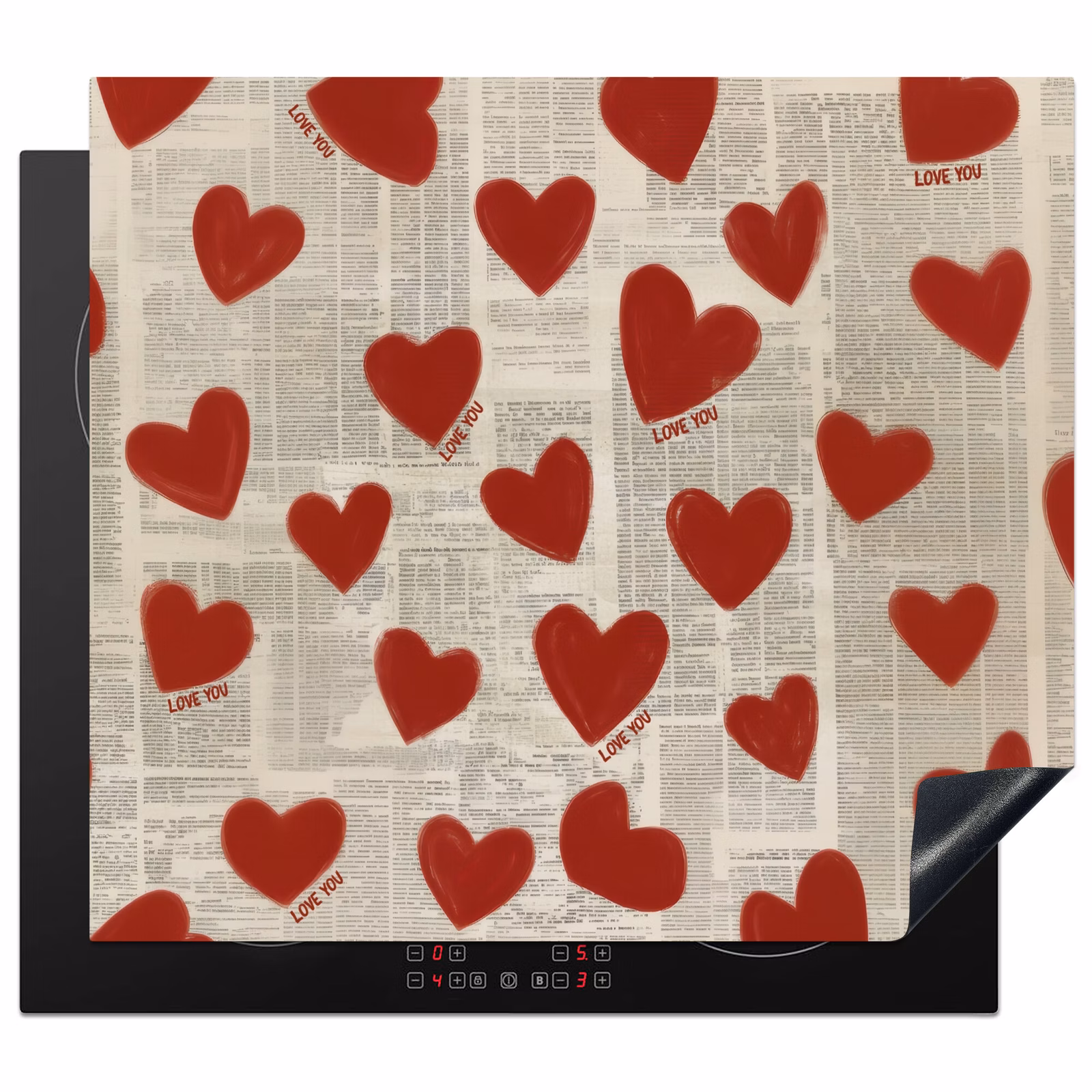 Herdabdeckplatte - Herzen - Zeitung - Loveyou — 1