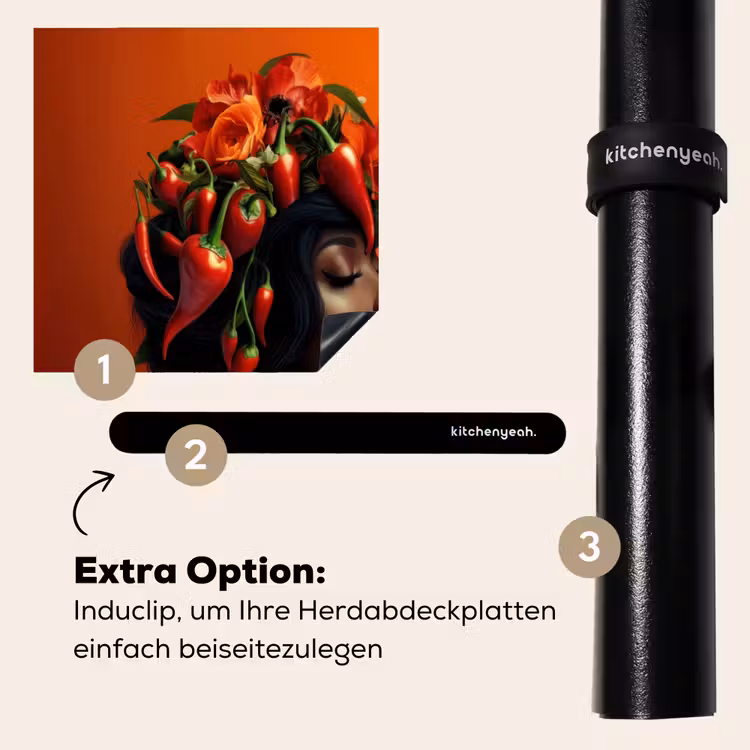 Herdabdeckplatte - Frau - Chilischoten - Blumen — 8