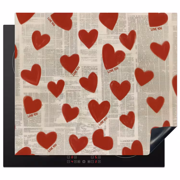 Herdabdeckplatte - Herzen - Zeitung - Loveyou — 1